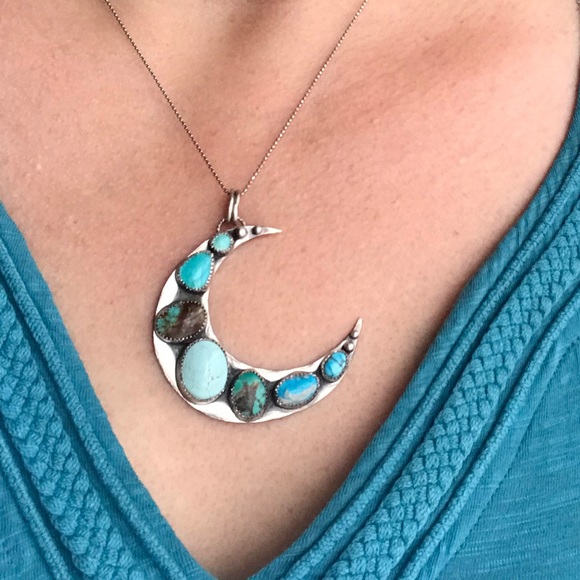 💙SOLD💙Artisan Turquoise Moon Pendant💙🌙 - Picture 5 of 8
